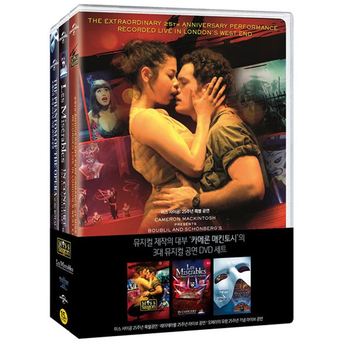 [DVD] Triple Pack of 3 Musical Masterpieces: 25th Anniversary Special Performance by Miss Sai Gong + 25th Anniversary Live Performance by Les Miserables + 25th Anniversary Live Performance by Phantom of the Opera